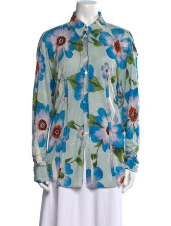 Acne Studios Printed Long Sleeve Button-Up Top