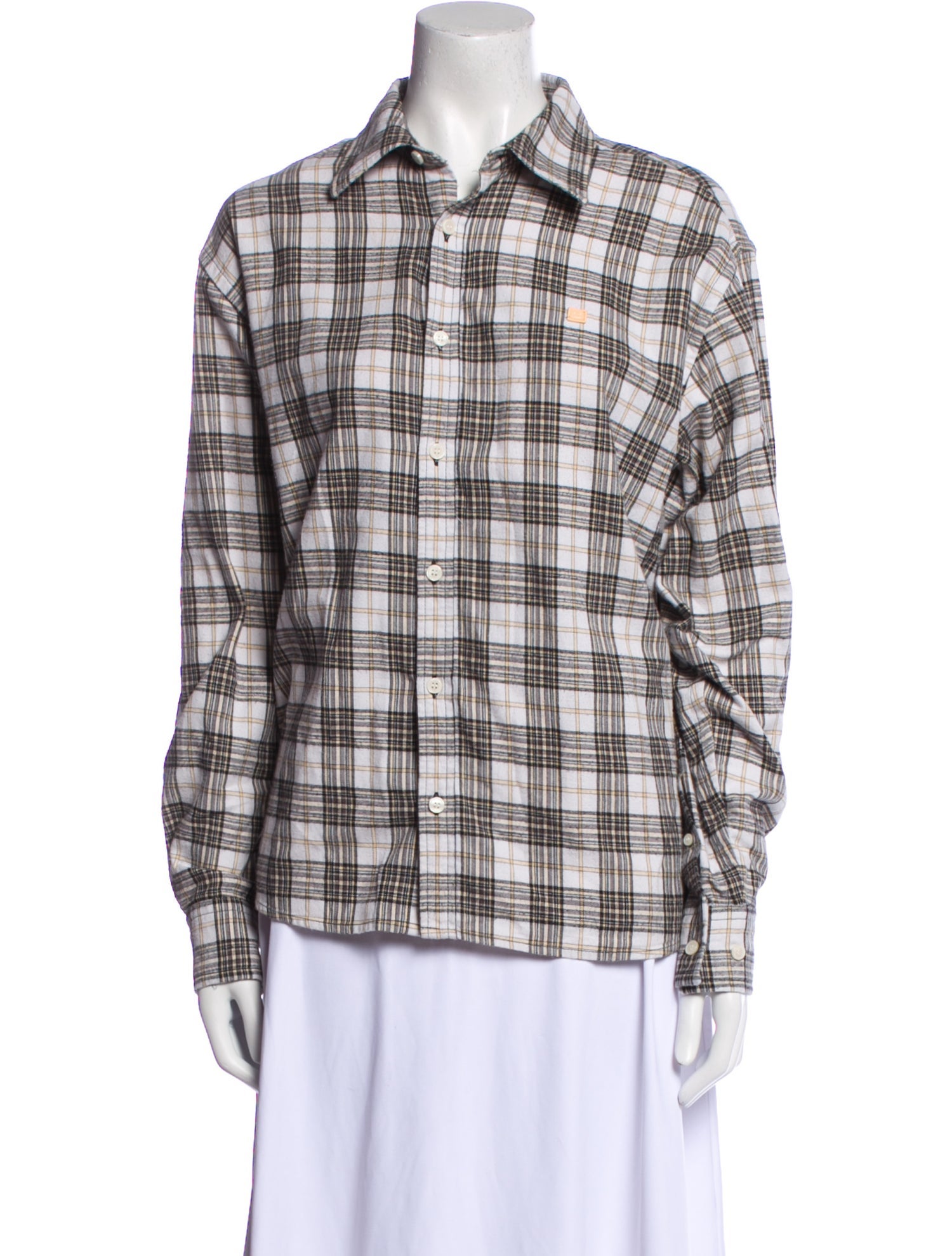 Acne Studios Plaid Print Long Sleeve Button-Up Top