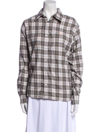 Acne Studios Plaid Print Long Sleeve Button-Up Top