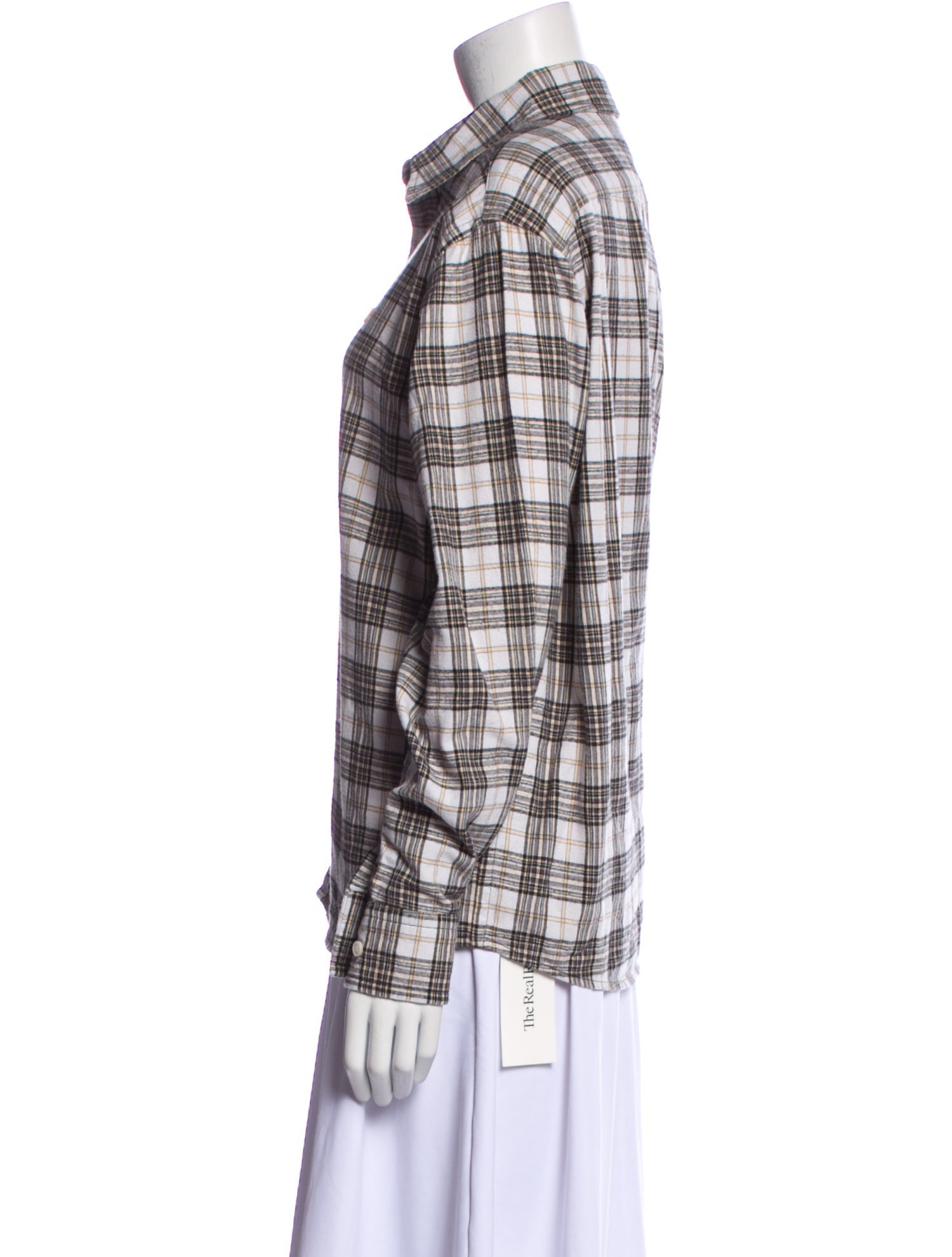 Acne Studios Plaid Print Long Sleeve Button-Up Top