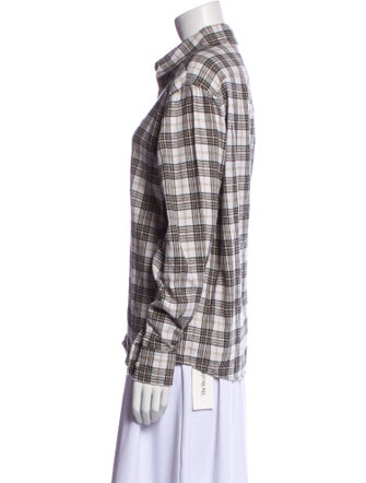 Acne Studios Plaid Print Long Sleeve Button-Up Top
