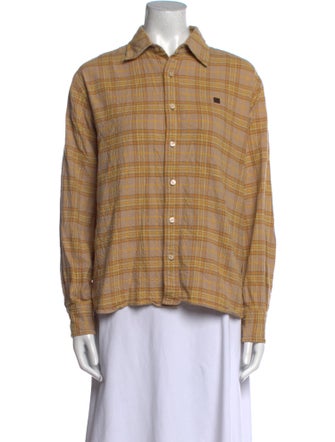 Acne Studios Plaid Print Long Sleeve Button-Up Top