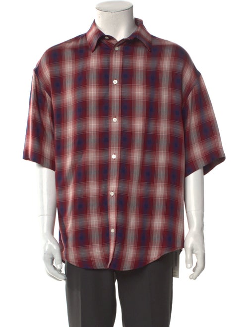 Acne Studios Plaid Print Three-Quarter Sleeve Shirt