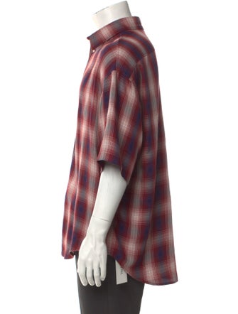 Acne Studios Plaid Print Three-Quarter Sleeve Shirt