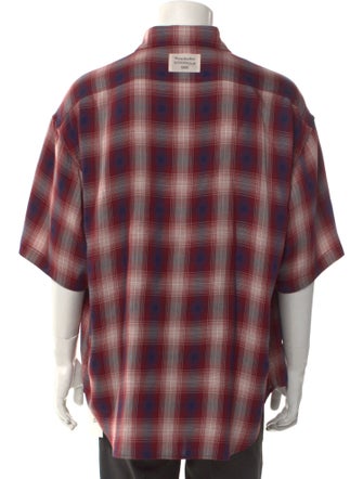 Acne Studios Plaid Print Three-Quarter Sleeve Shirt