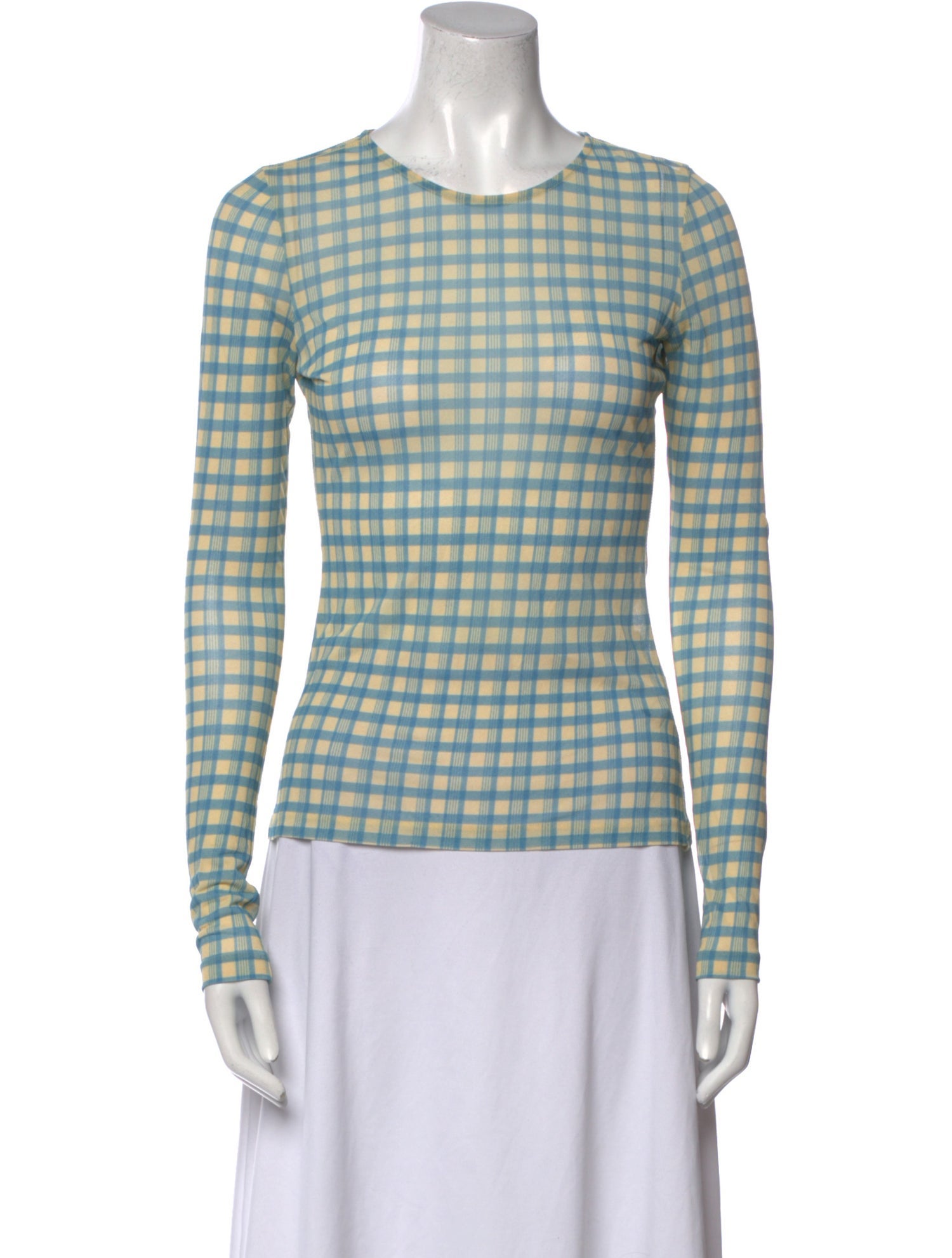 Acne Studios Plaid Print Crew Neck Top