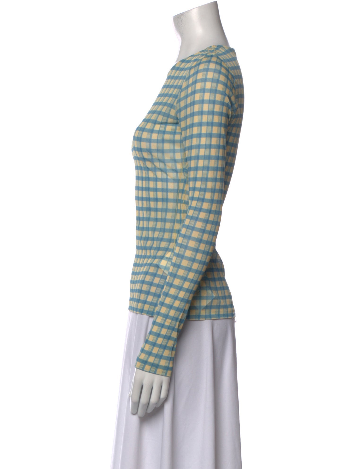 Acne Studios Plaid Print Crew Neck Top