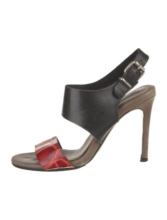 Acne Studios Leather Colorblock Pattern Slingback Sandals