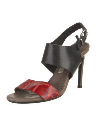 Acne Studios Leather Colorblock Pattern Slingback Sandals