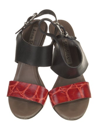 Acne Studios Leather Colorblock Pattern Slingback Sandals