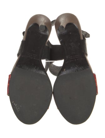 Acne Studios Leather Colorblock Pattern Slingback Sandals