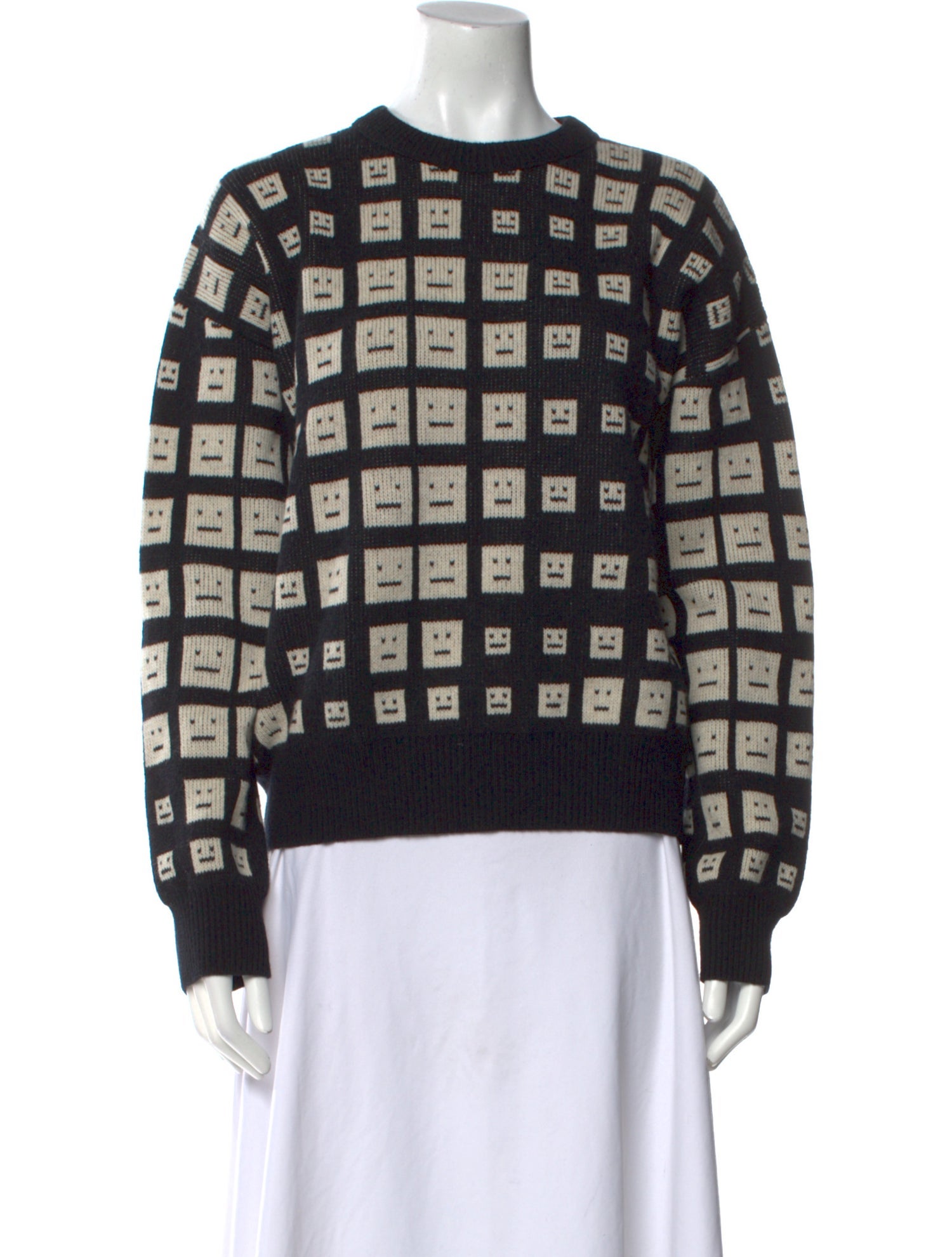 Acne Studios Plaid Print Crew Neck Sweater