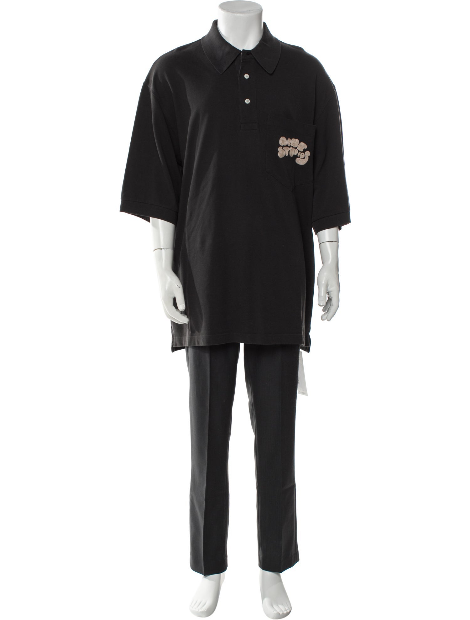 Acne Studios V-Neck Three-Quarter Sleeve Polo Shirt