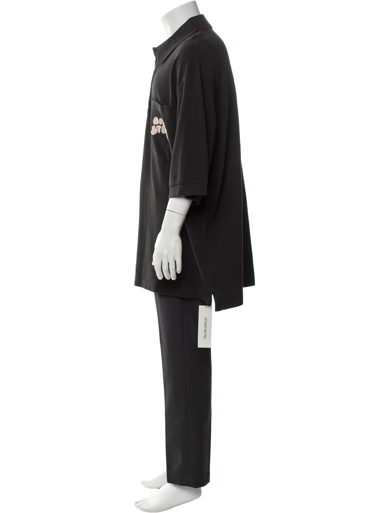 Acne Studios V-Neck Three-Quarter Sleeve Polo Shirt