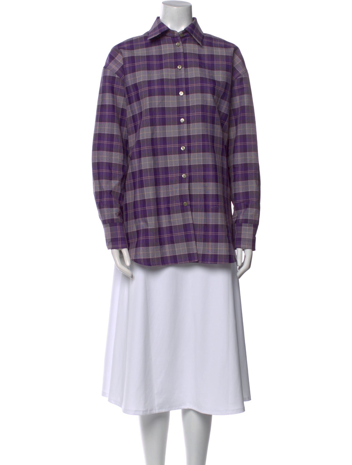 Acne Studios Plaid Print Long Sleeve Button-Up Top