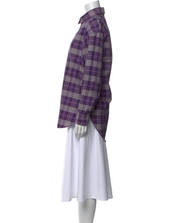 Acne Studios Plaid Print Long Sleeve Button-Up Top