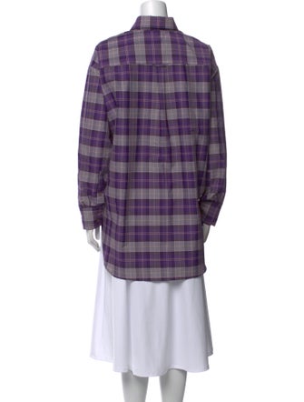 Acne Studios Plaid Print Long Sleeve Button-Up Top