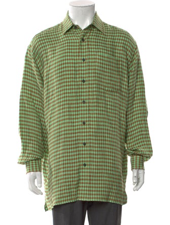 Acne Studios Linen Plaid Print Shirt