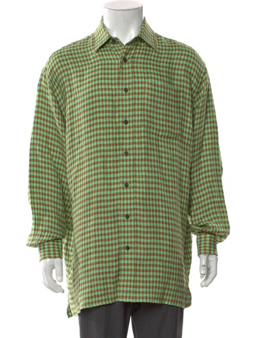 Acne Studios Linen Plaid Print Shirt