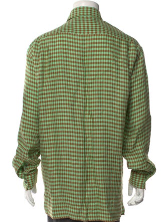 Acne Studios Linen Plaid Print Shirt