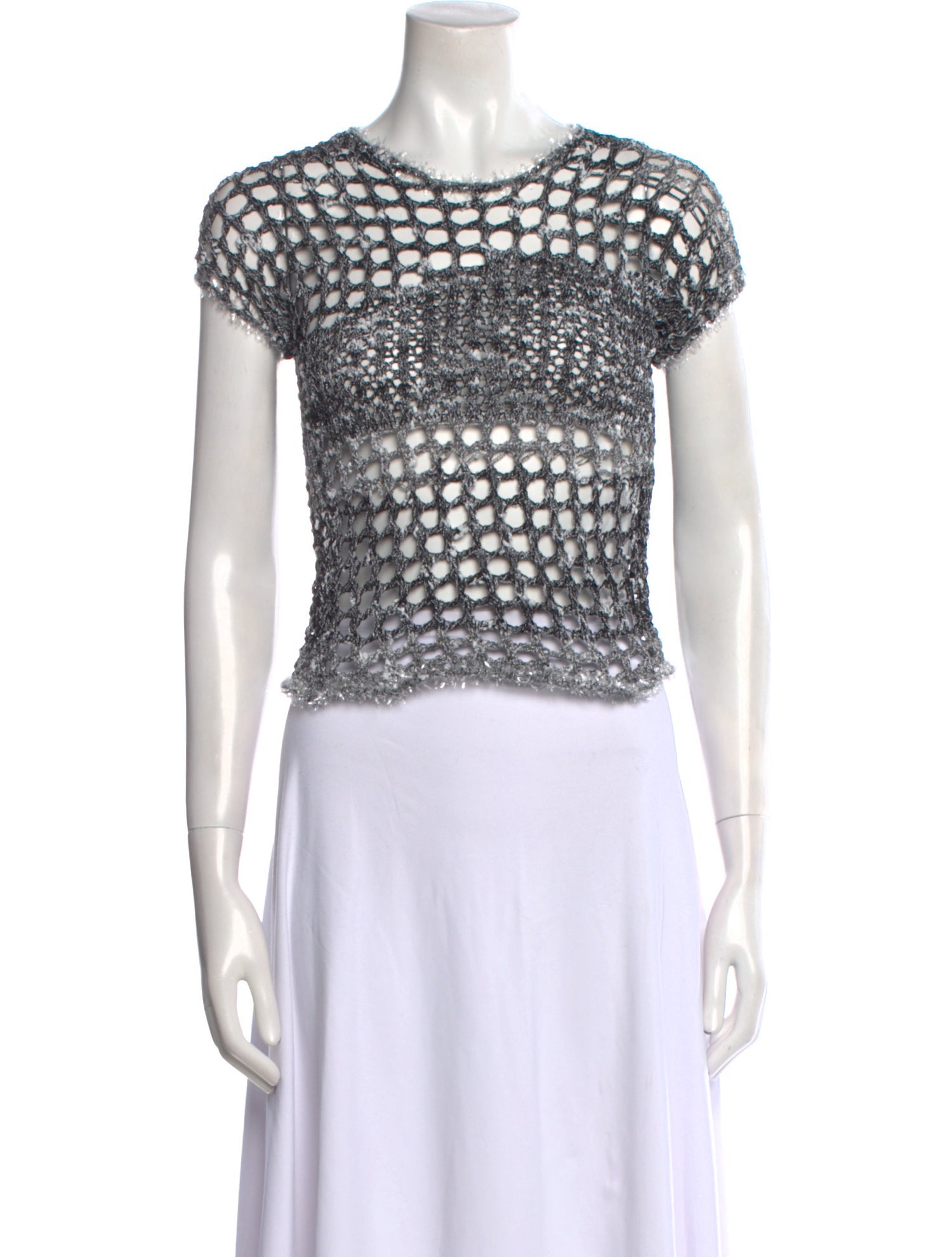 Acne Studios Patterned Bateau Neckline Crop Top