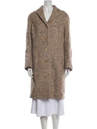 Acne Studios Wool Tweed Pattern Faux Fur Coat