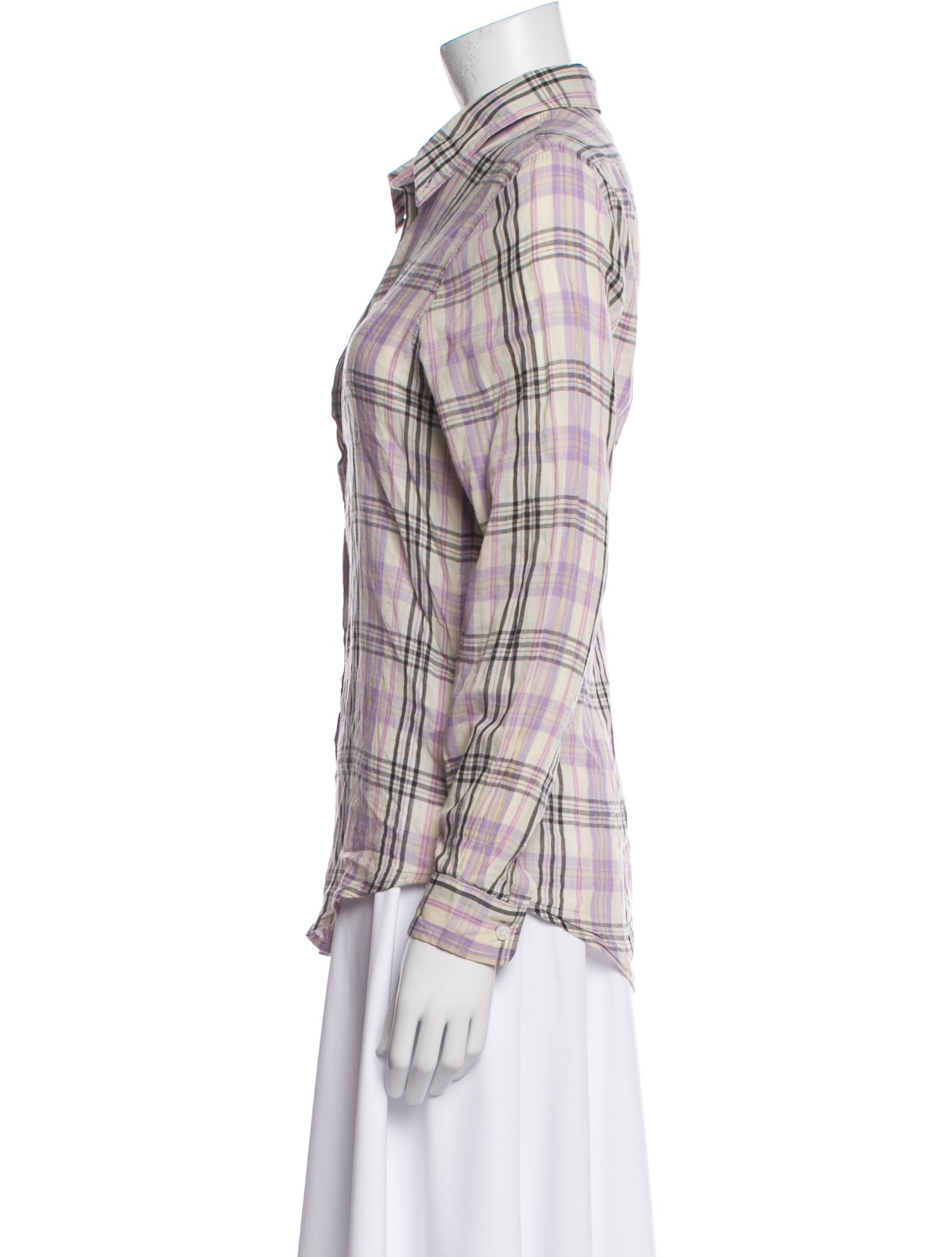 Acne Studios Plaid Print Long Sleeve Button-Up Top