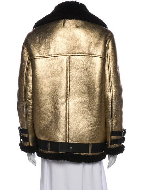 Acne Studios Shearling Colorblock Pattern Fur Coat