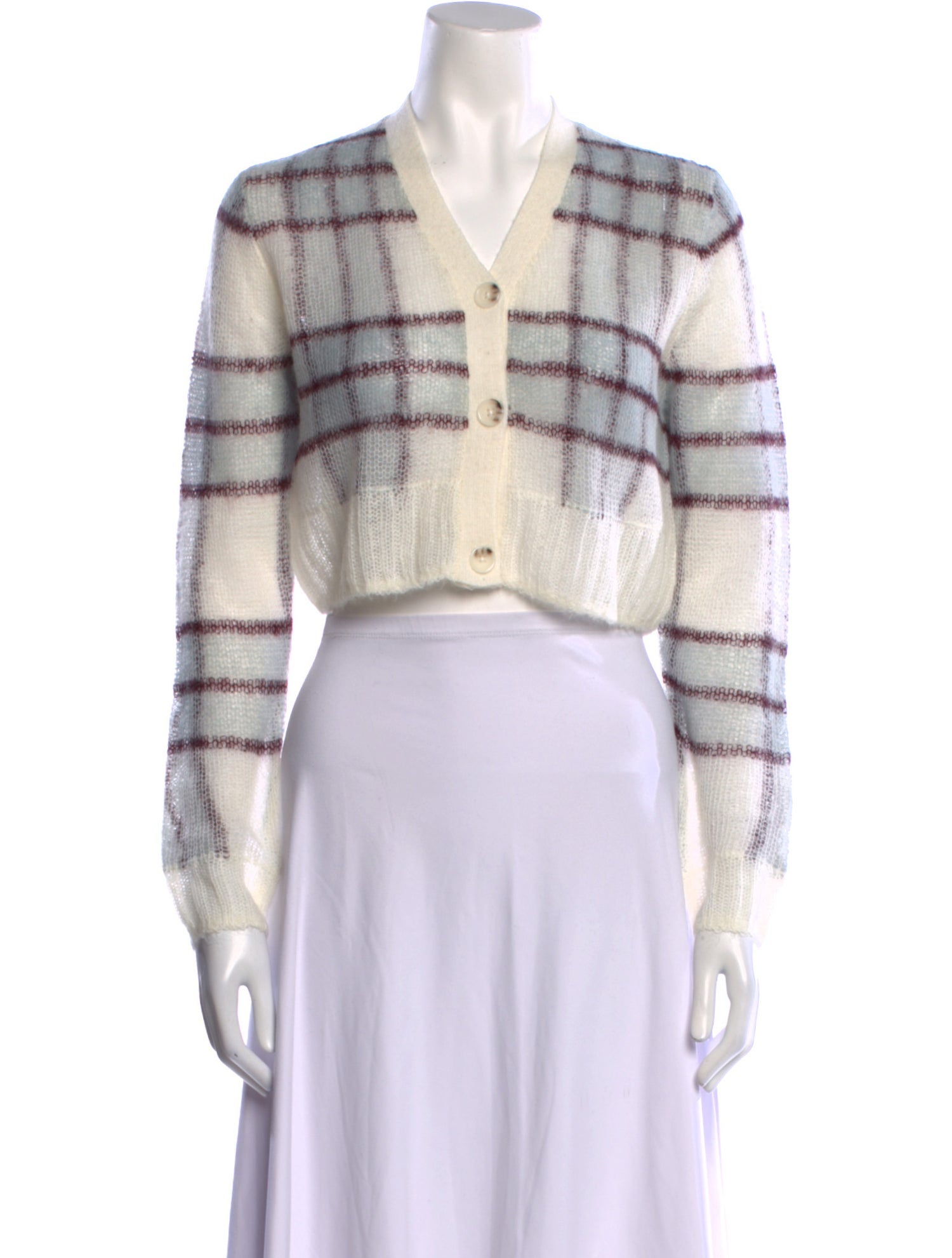 Acne Studios Plaid Print V-Neck Sweater