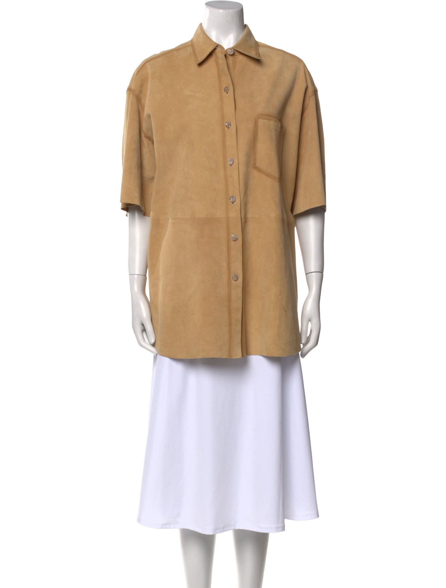 Acne Studios Lamb Leather Three-Quarter Sleeve Tunic