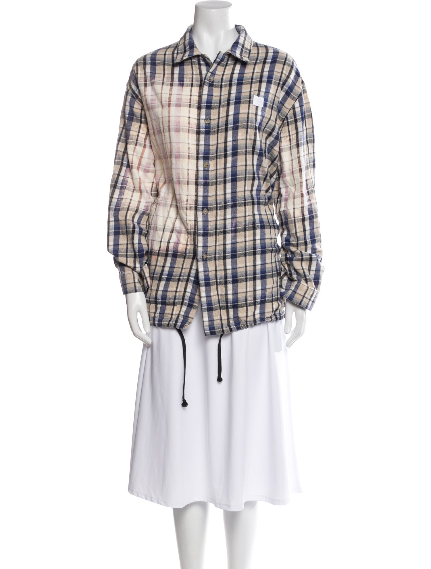 Acne Studios Plaid Print Long Sleeve Button-Up Top