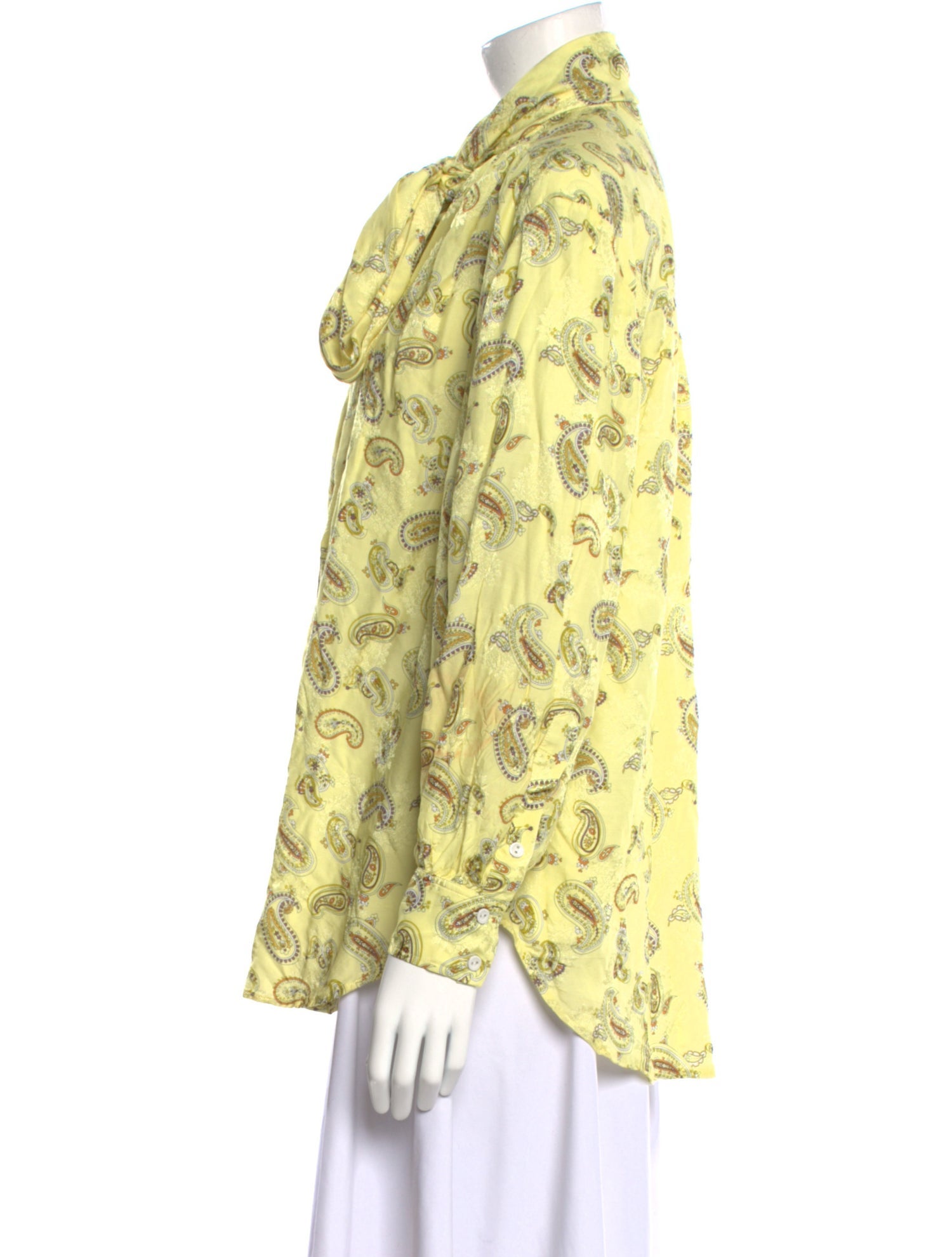 Acne Studios Printed Tie Neck Button-Up Top