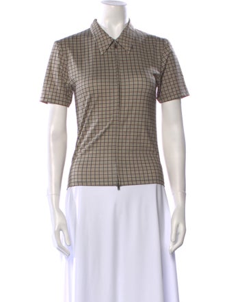 Acne Studios Plaid Print Short Sleeve Button-Up Top