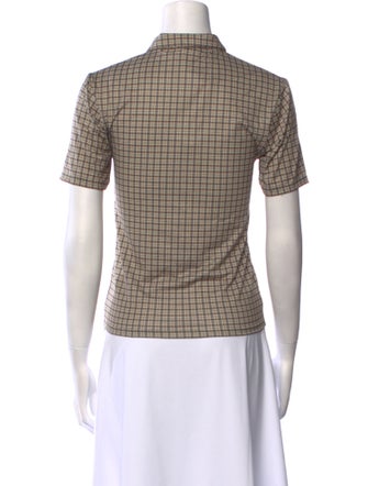 Acne Studios Plaid Print Short Sleeve Button-Up Top