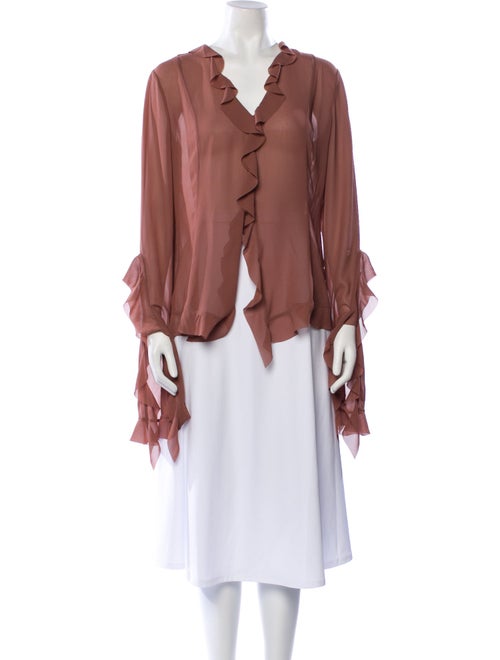 Acne Studios V-Neck Three-Quarter Sleeve Blouse