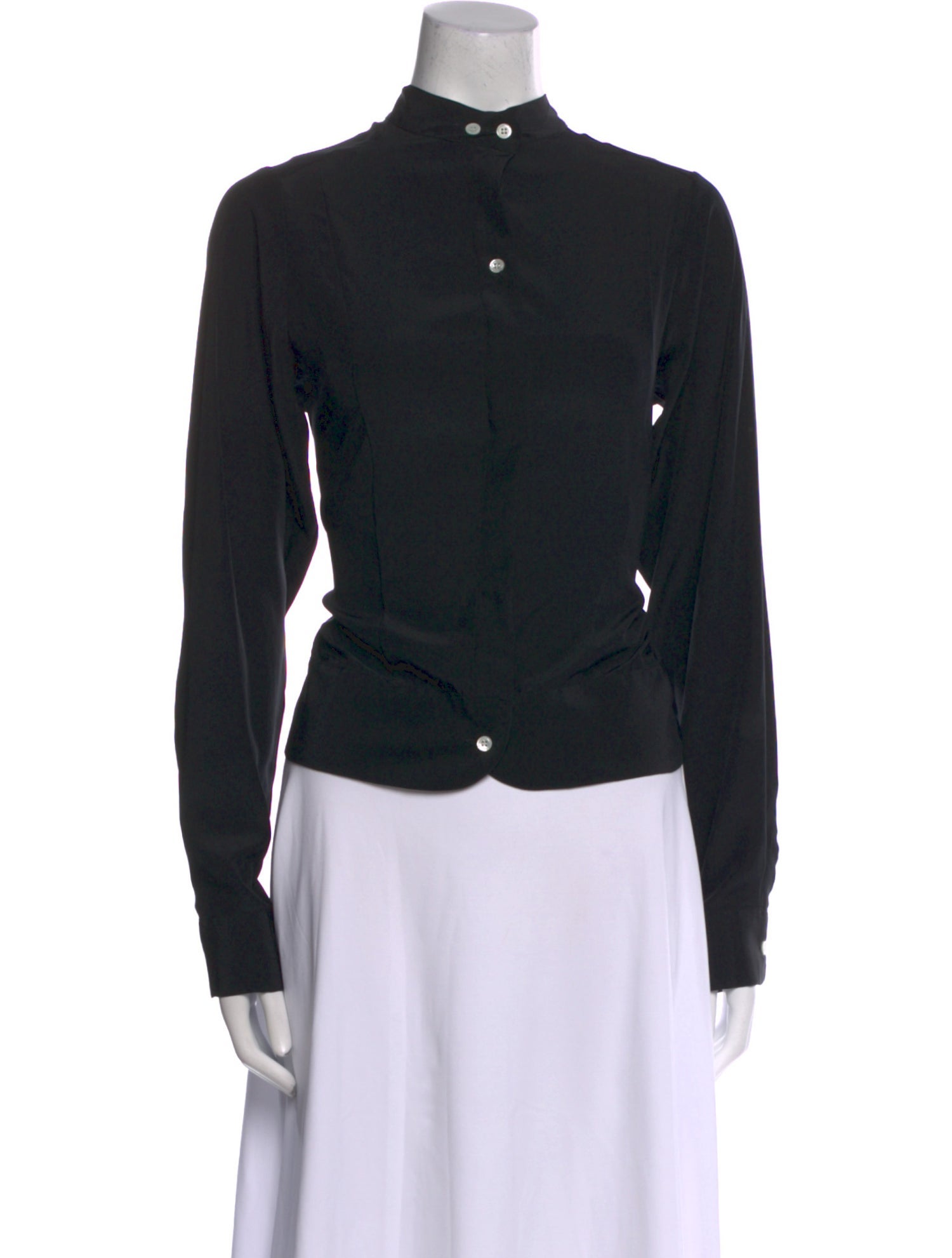 Acne Studios Mock Neck Long Sleeve Button-Up Top