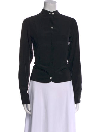 Acne Studios Mock Neck Long Sleeve Button-Up Top