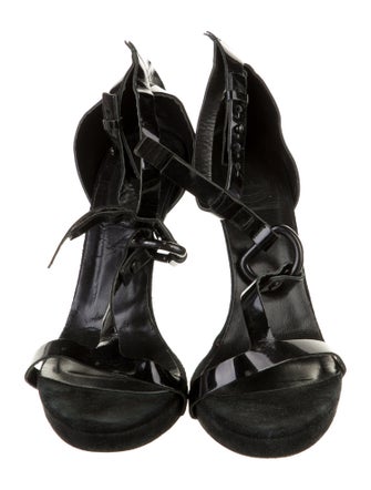 Acne Studios Leather Animal Print T-Strap Sandals