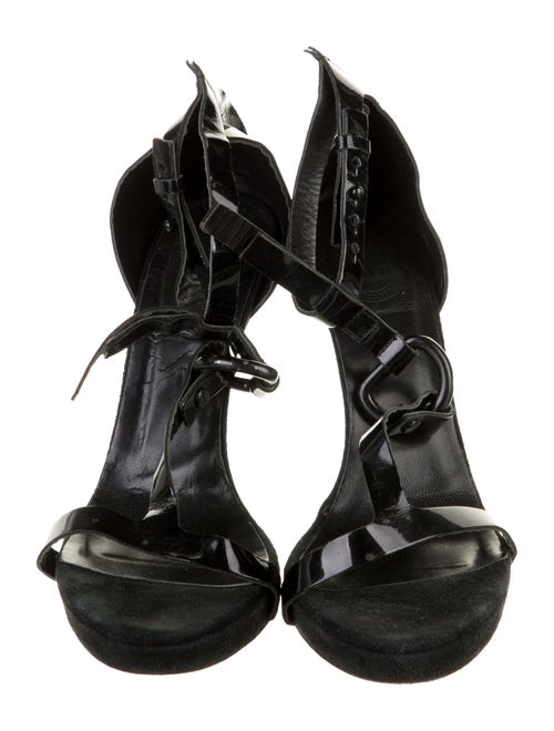 Acne Studios Leather Animal Print T-Strap Sandals