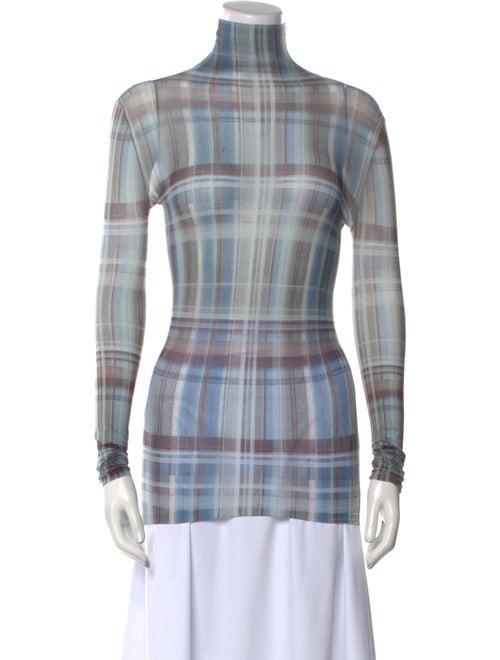 Acne Studios Plaid Print Mock Neck Top