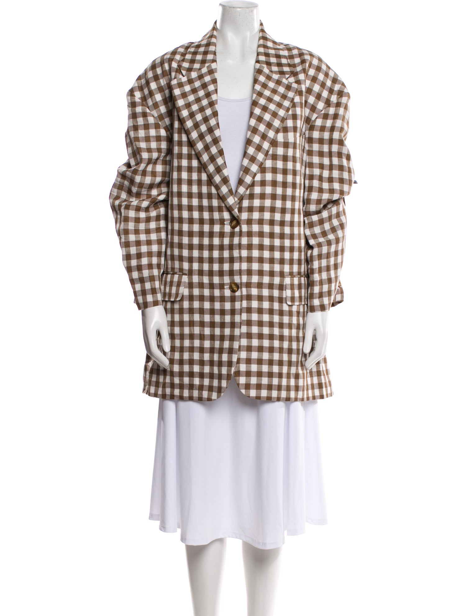 Acne Studios Linen Plaid Print Blazer