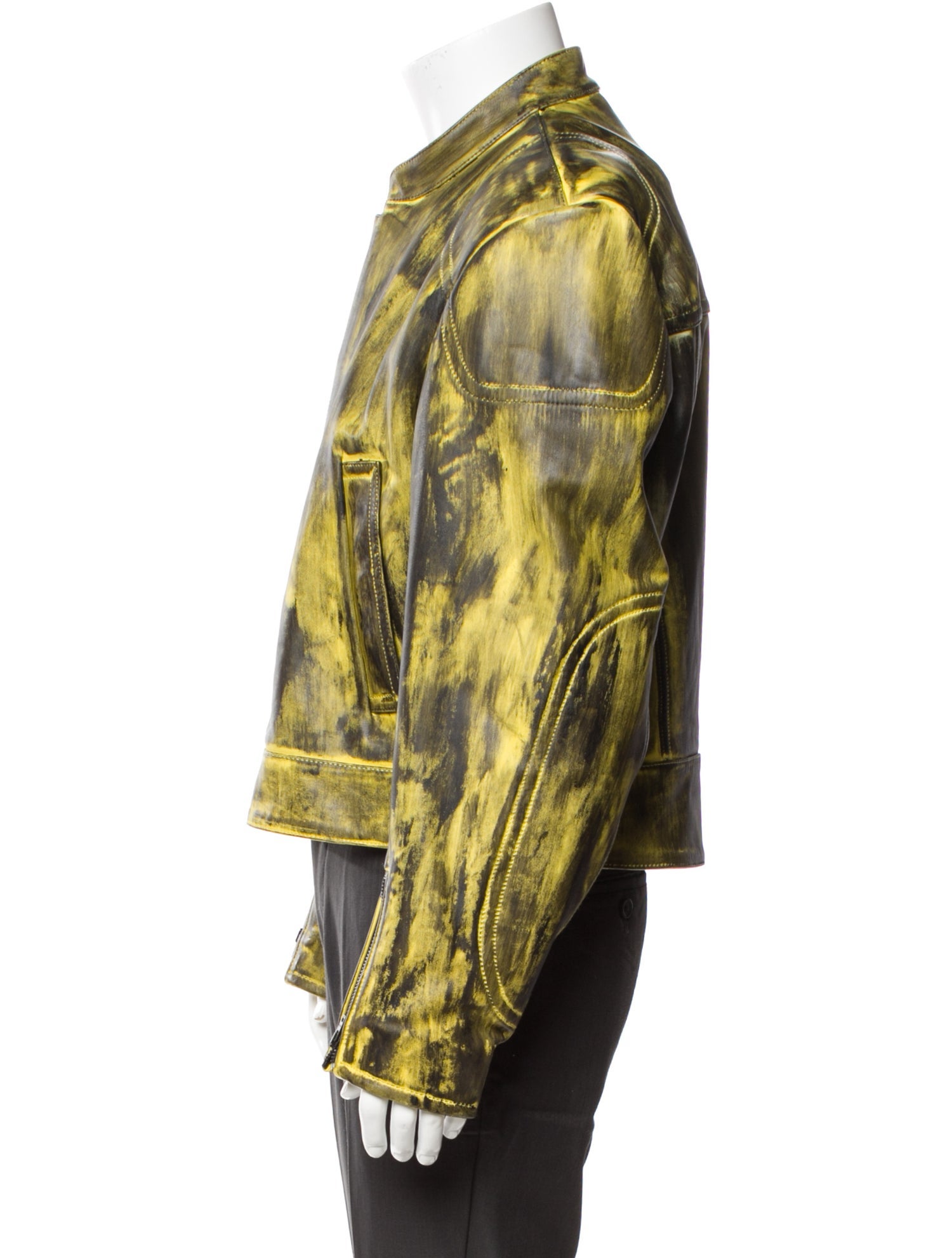 Acne Studios Calf Leather Tie-Dye Print Moto Jacket