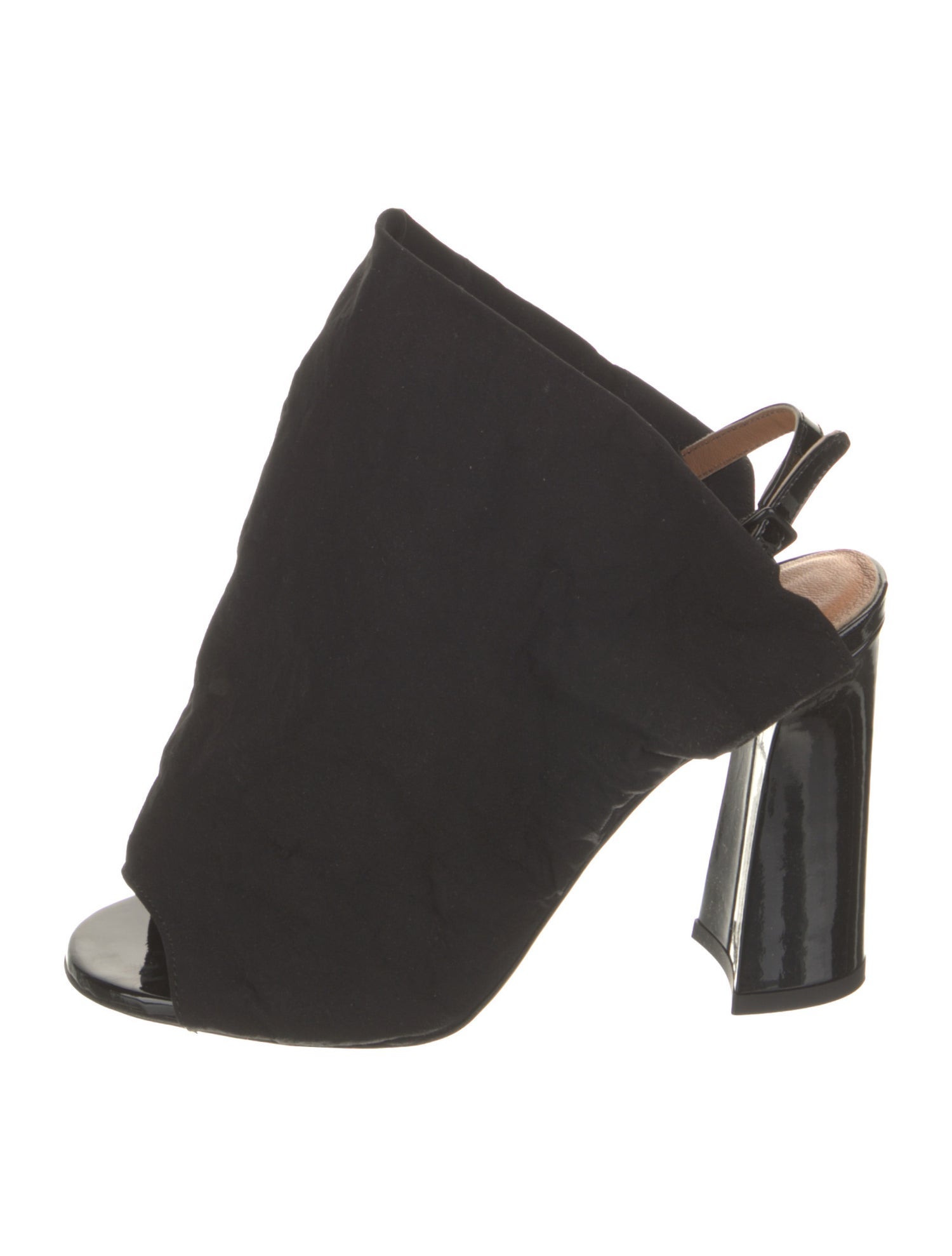 Acne Studios Canvas Leather Trim Embellishment Slingback Sandals