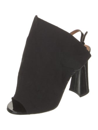 Acne Studios Canvas Leather Trim Embellishment Slingback Sandals