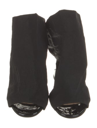 Acne Studios Canvas Leather Trim Embellishment Slingback Sandals