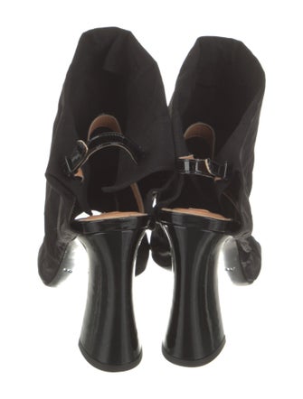 Acne Studios Canvas Leather Trim Embellishment Slingback Sandals