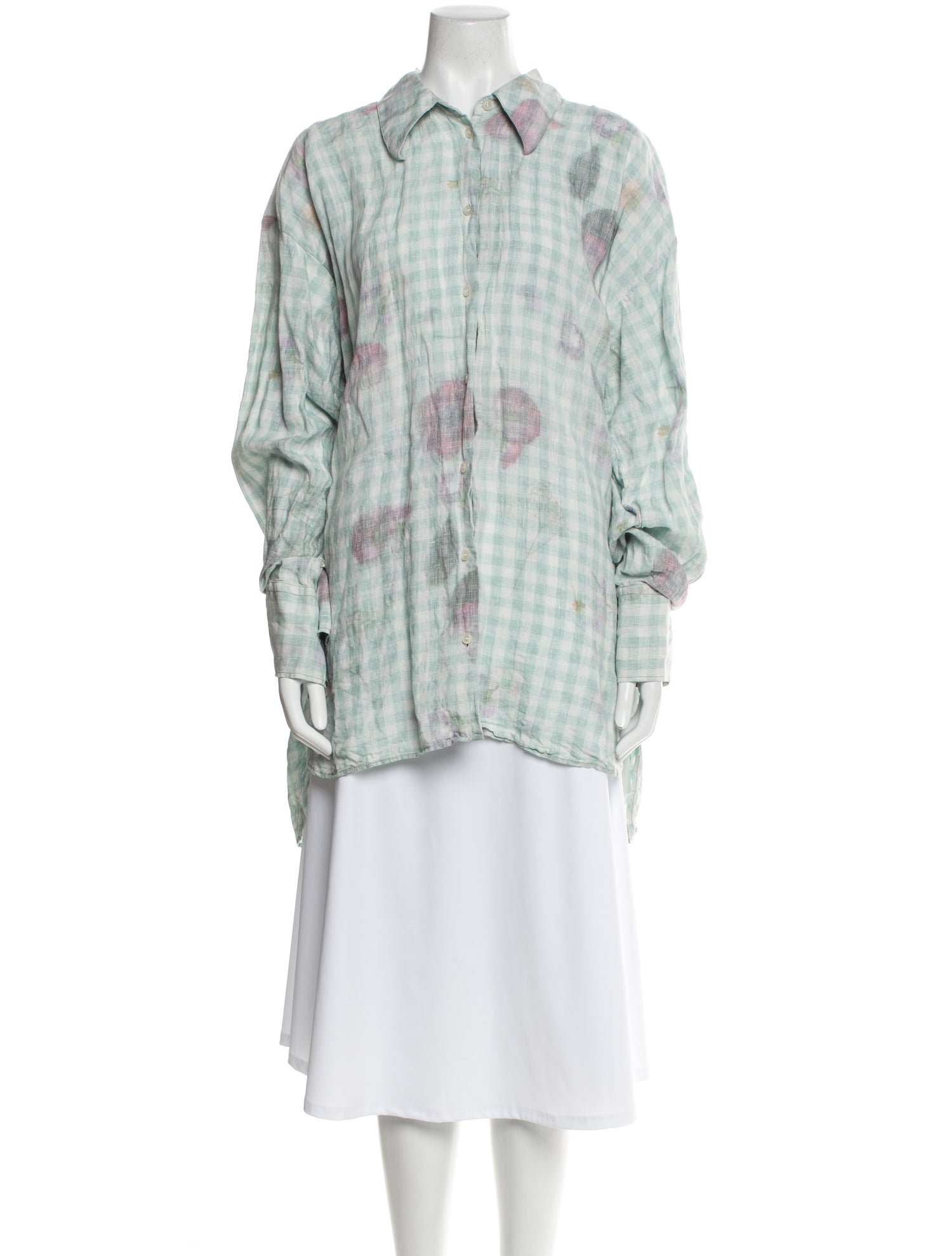 Acne Studios Linen Plaid Print Tunic