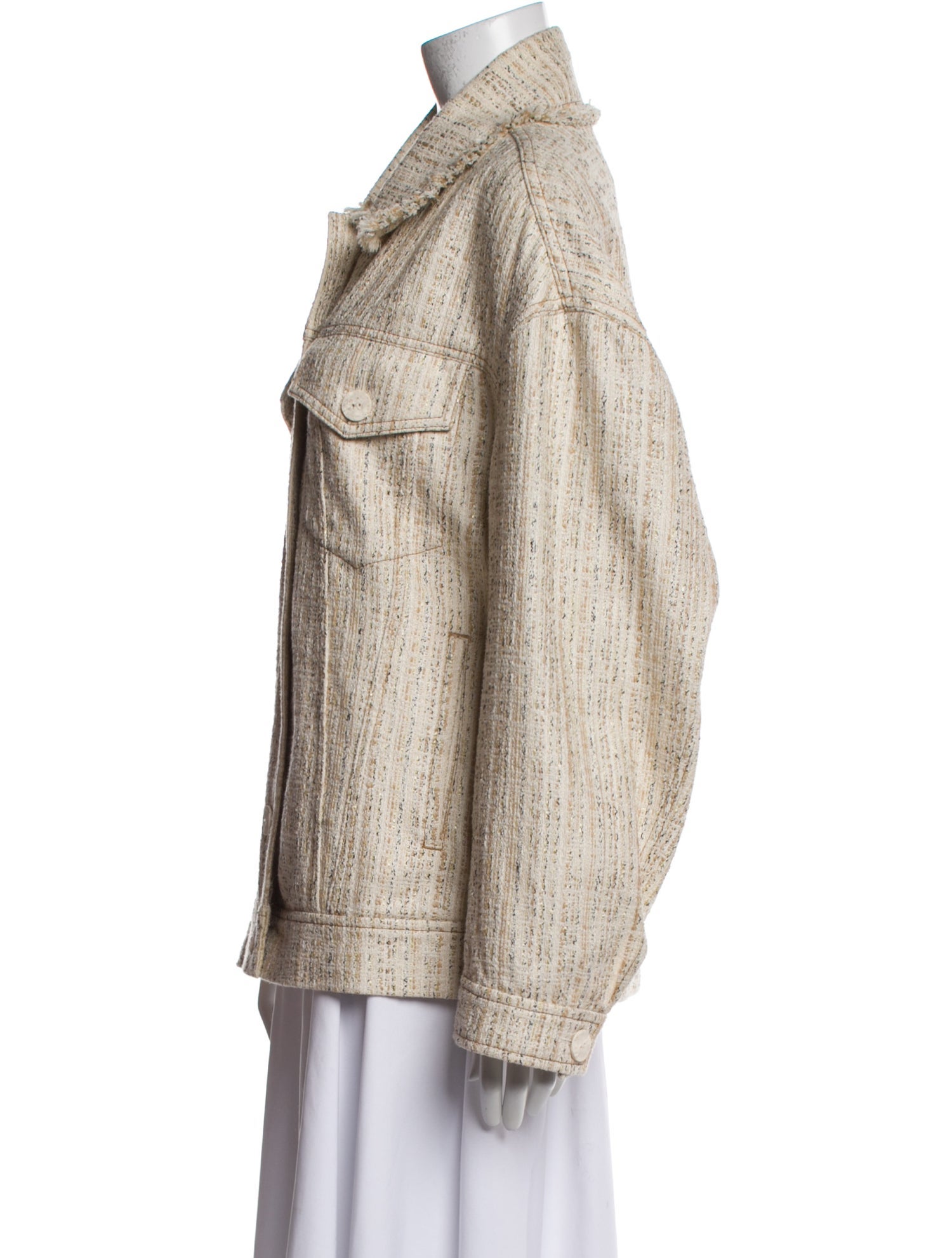 Acne Studios Tweed Pattern Faux Fur Jacket
