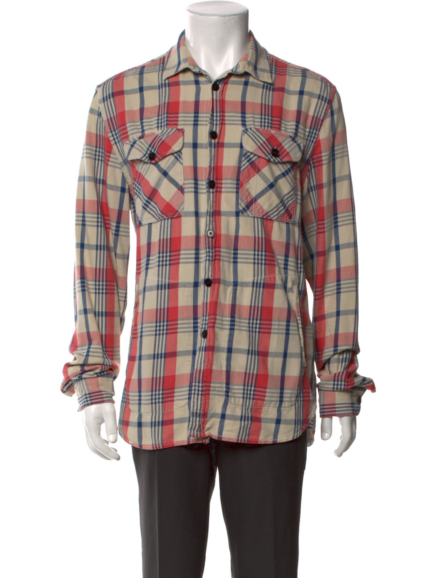 Acne Studios Plaid Print Long Sleeve Western Shirt