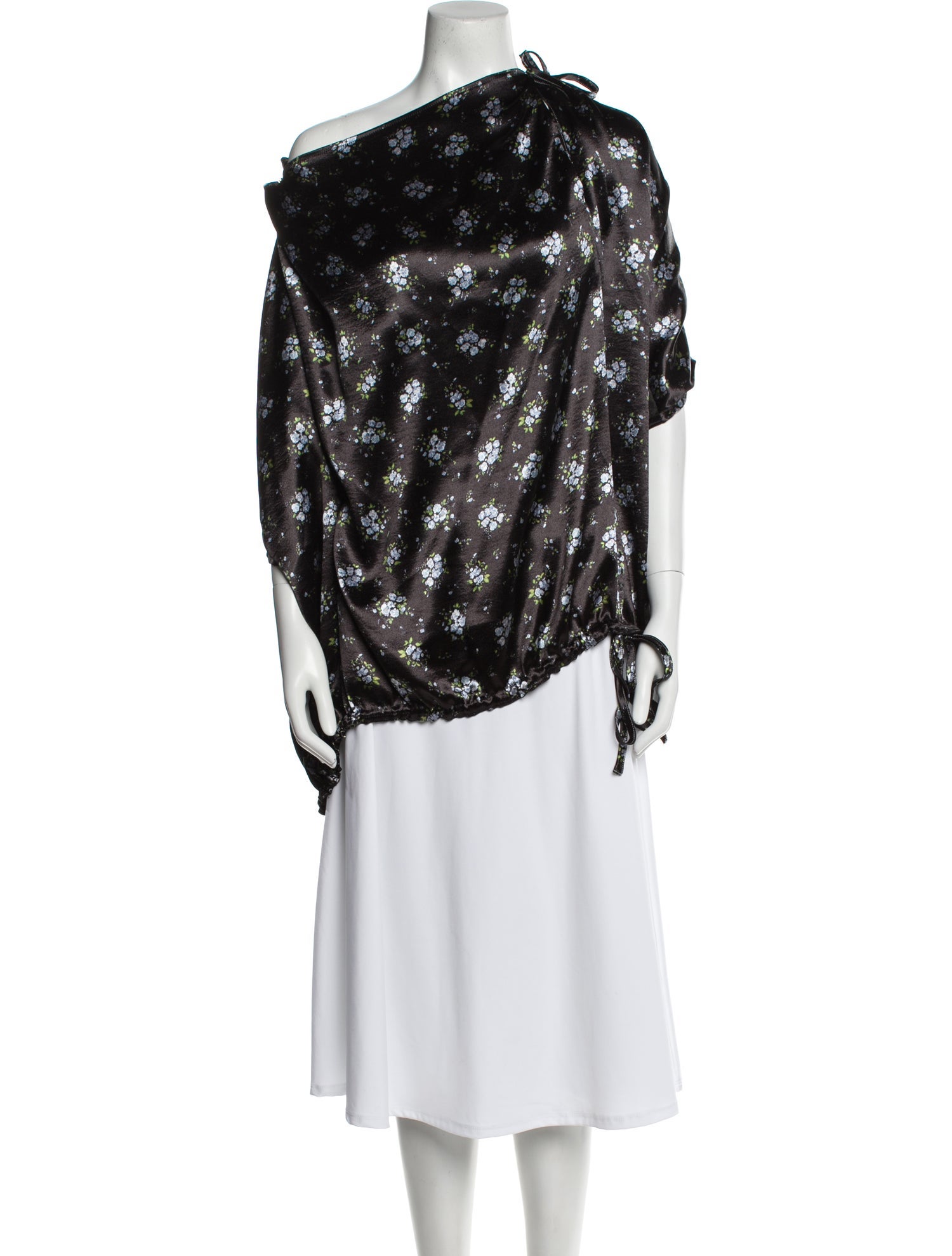 Acne Studios Floral Print One-Shoulder Blouse